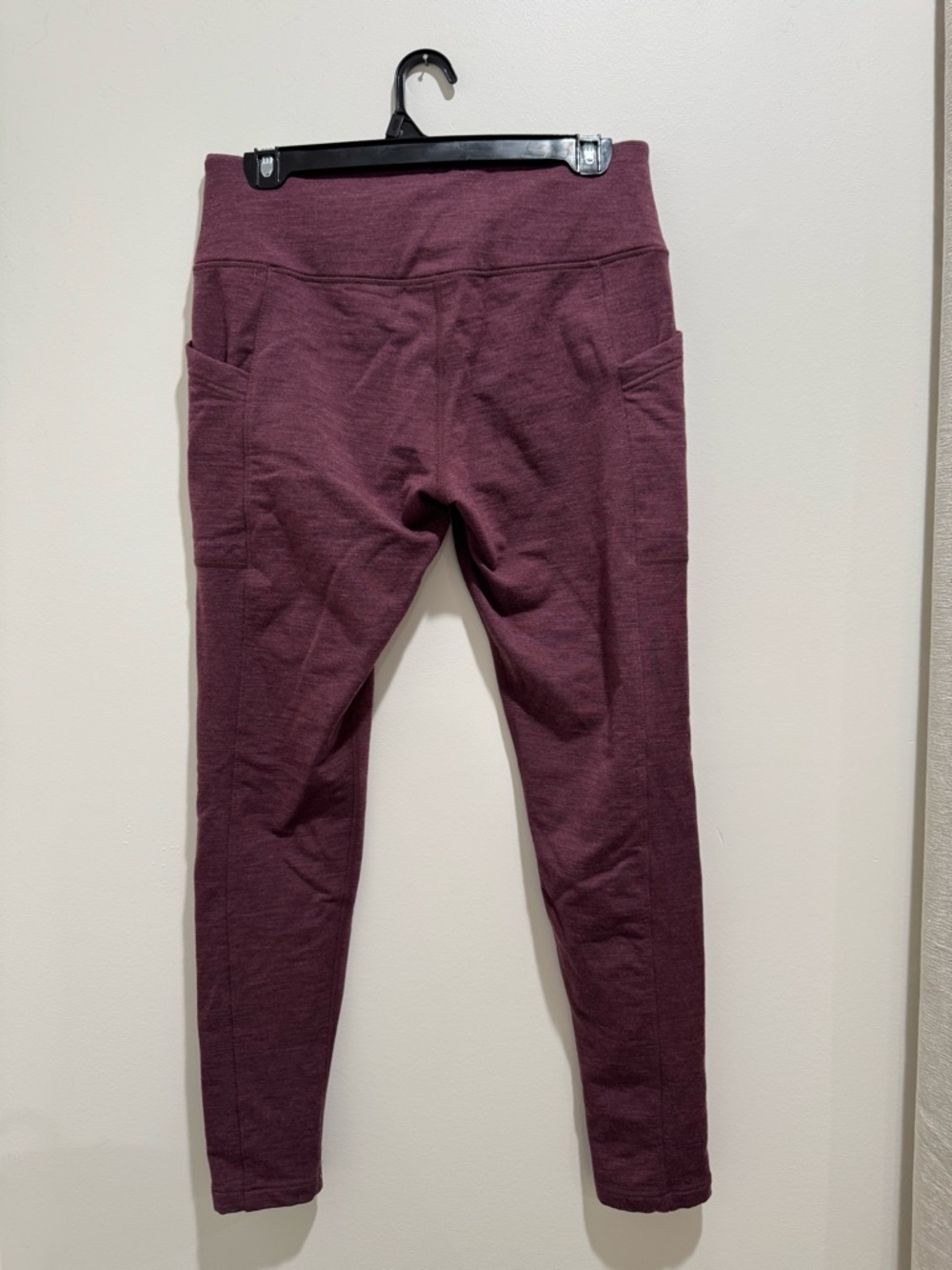Woolx Frost Merino Wool Leggings Burgundy Pocket Thermal Pants Small - Picture 6 of 9